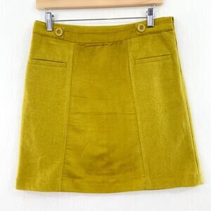 Urban Outfitters Cooperative Mustard Yellow Mini Skirt size 6 Suede Wool Blend